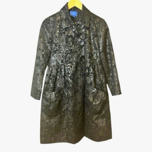 Simply Vera Vera Wang Elegant Double-breasted Gray Floral Jacket NWOT - Picture 8 of 8